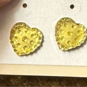 Yellow Heart Stud Earrings